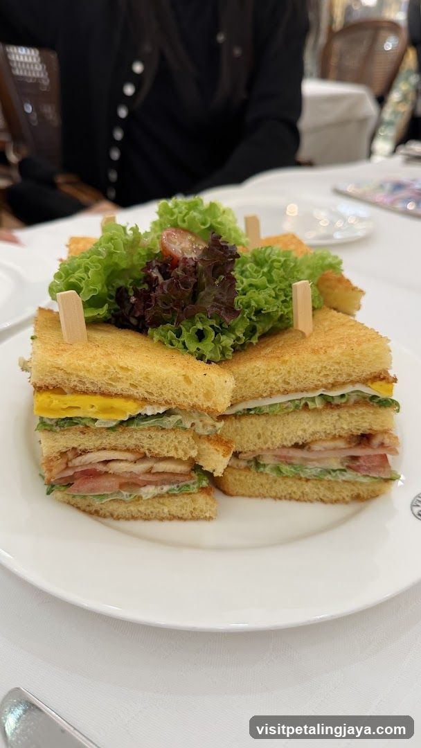 Club Sandwich with Lettuce Garnish