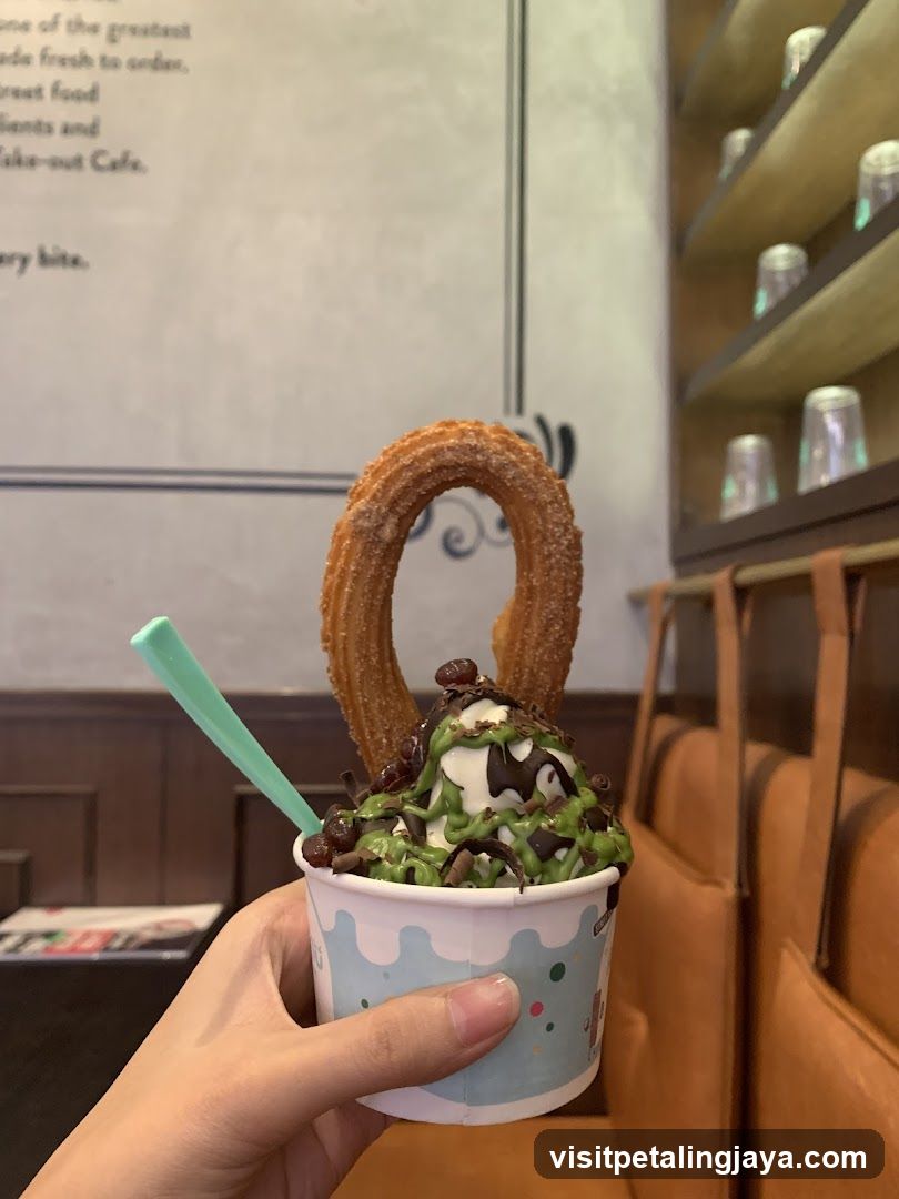 Matcha Ice Cream with Churro Stick