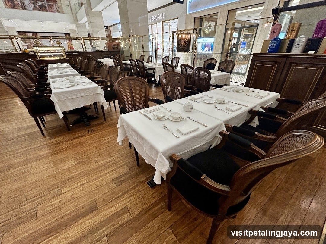 Restaurant Interior with White Tablecloths and Wicker Chairs