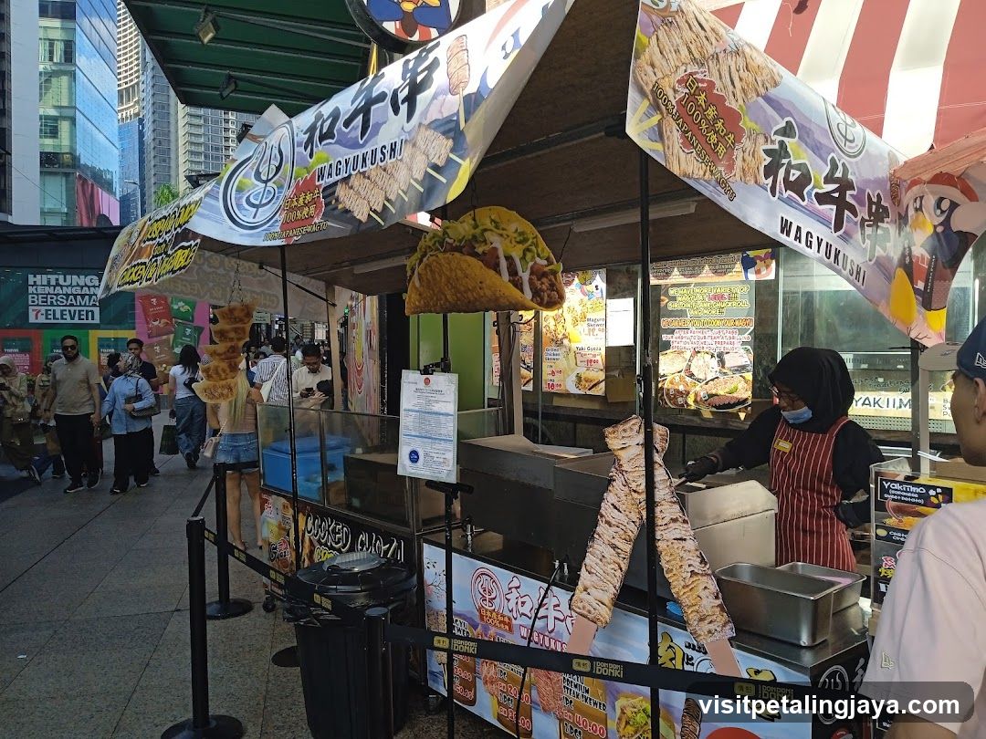 Street Food Stall with Wagyu Beef and Takoyaki