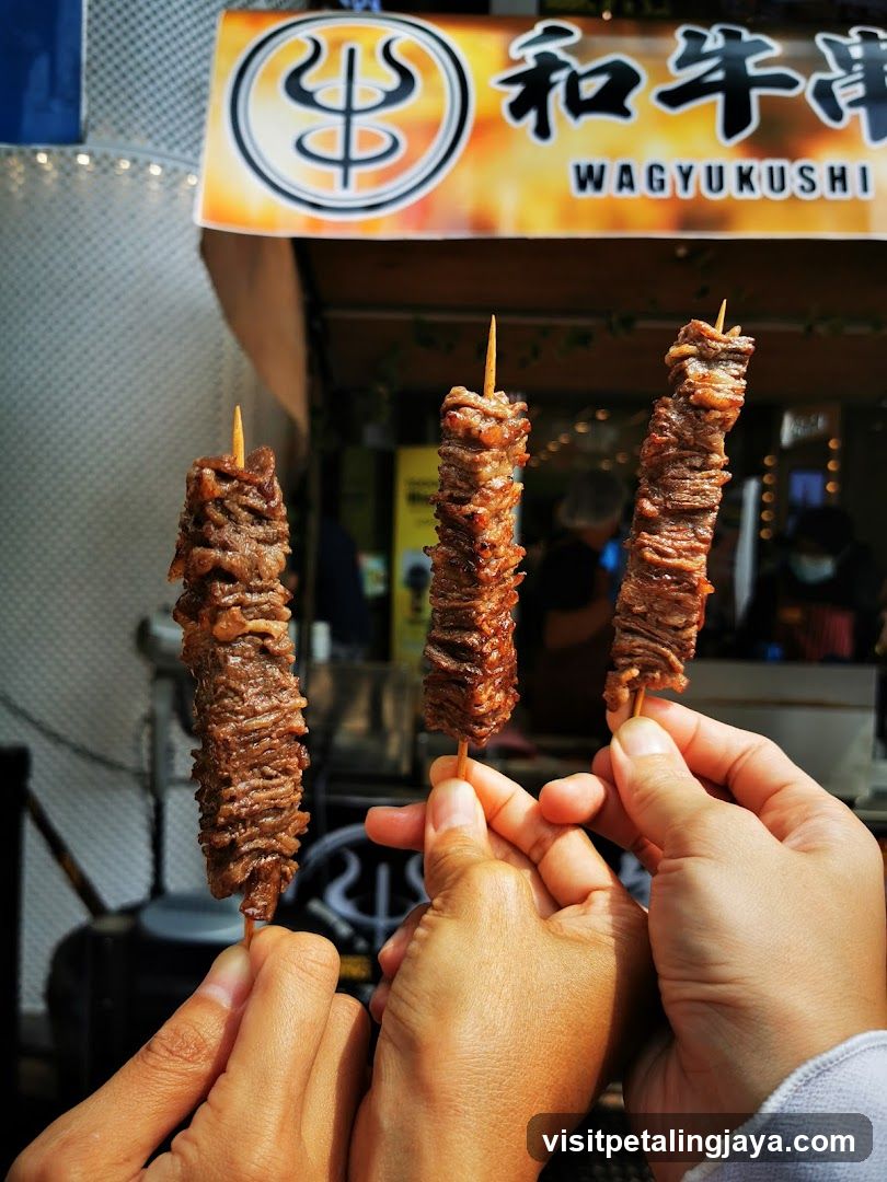 Wagyu Beef Skewers at Night Market Stall