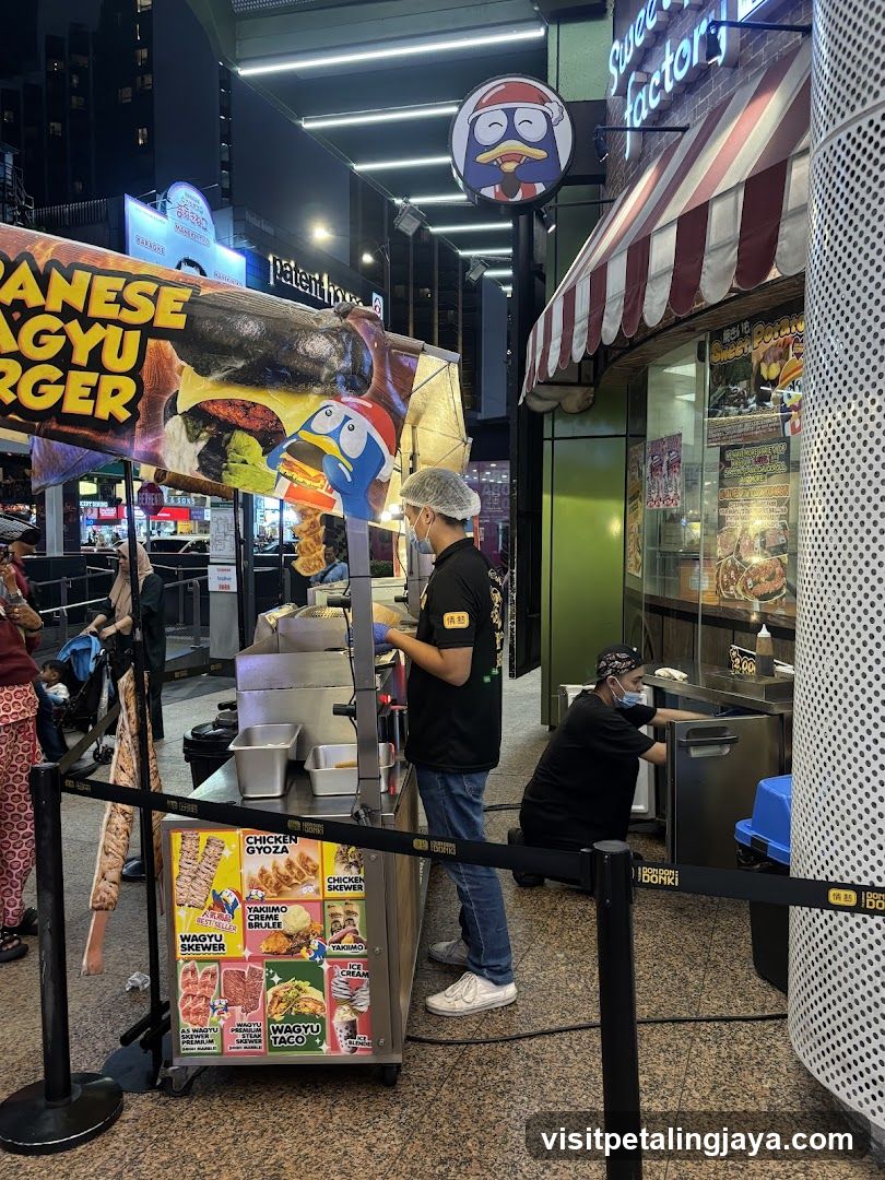 Street Food Stall with Wagyu Burger Signage