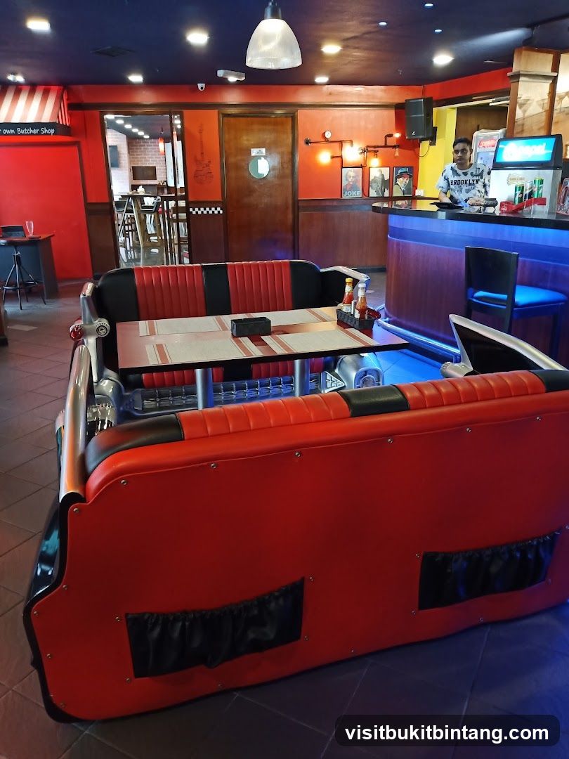 Diner Interior with Car-Themed Seating