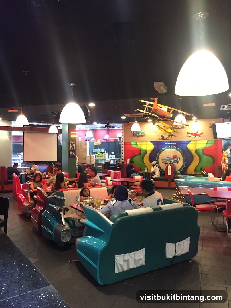 Diners in a retro-themed restaurant