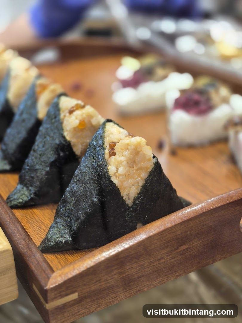 Onigiri on a Wooden Tray