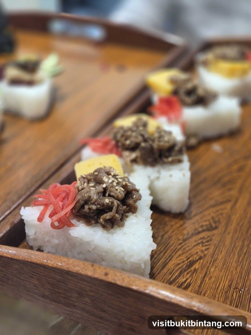 Sushi on a wooden tray