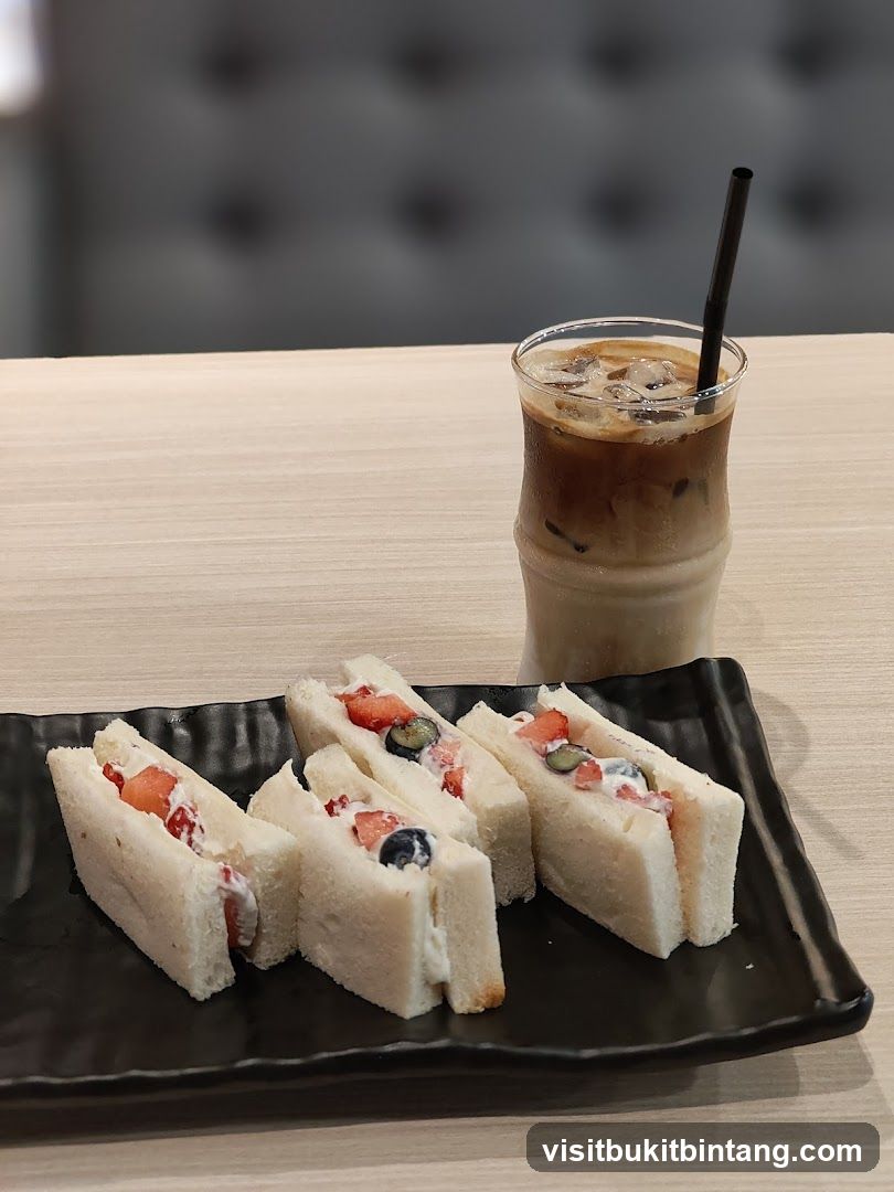 Fruit Sandwiches and Iced Coffee