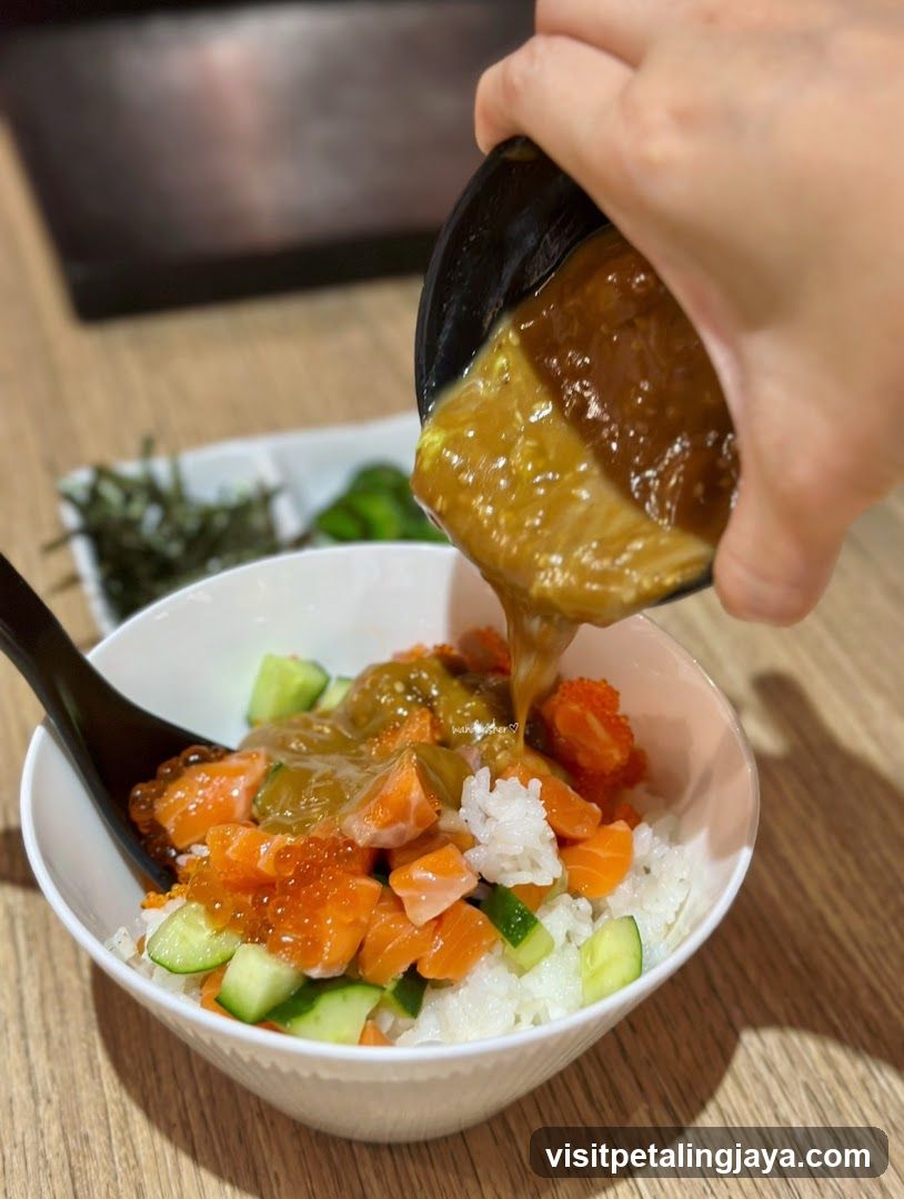 Sushi Bowl with Sauce Pouring