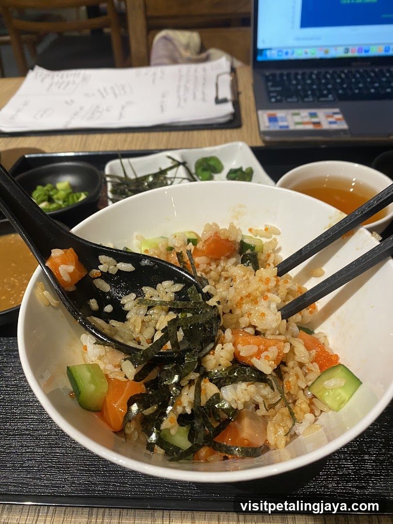 Bowl of Rice with Vegetables and Sesame Oil