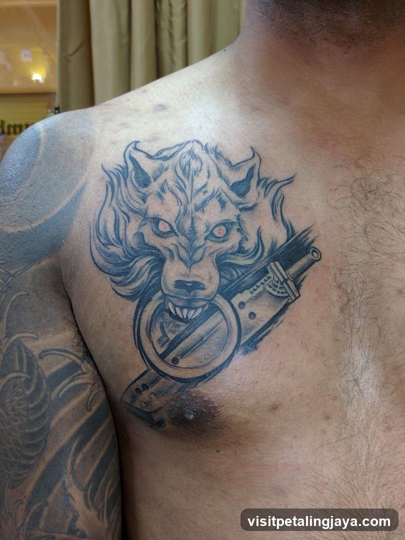 Wolf and Dagger Tattoo