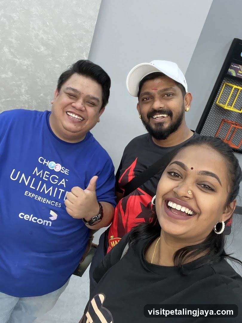 Group selfie with branded shirt