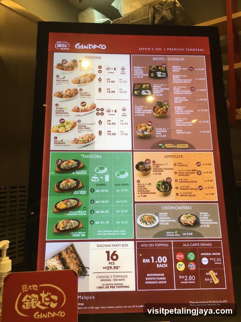 Gindako Menu Board
