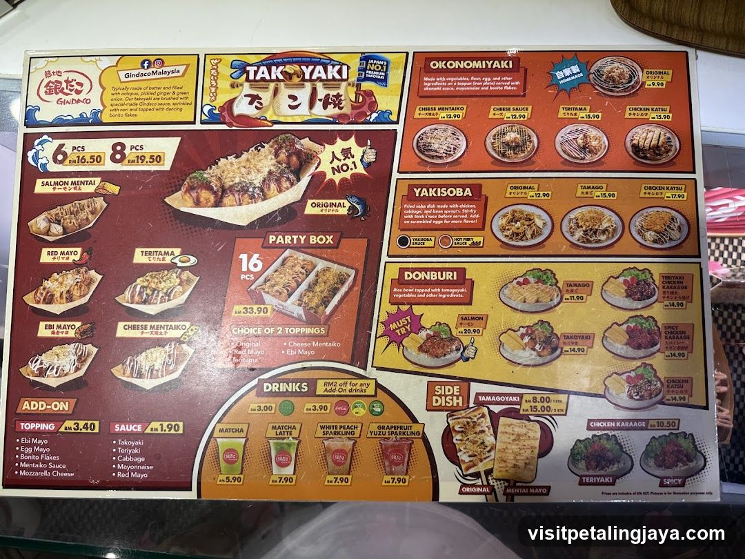 Takoyaki and Okonomiyaki Menu Board