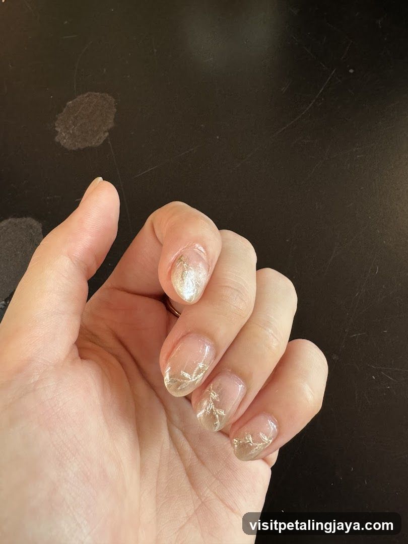 Nail Art with Gold Foil Design