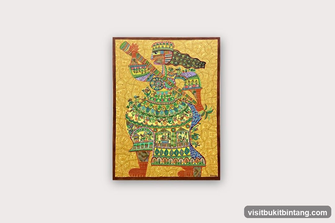 Painting of a figure with intricate details