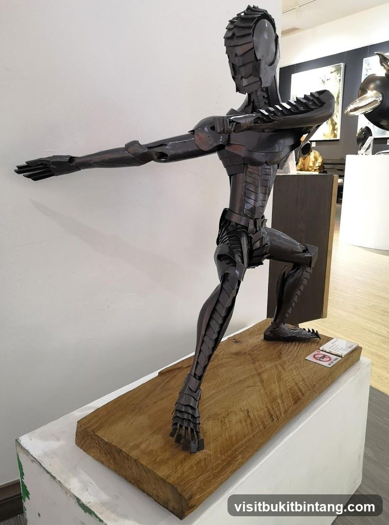 Sculpture of a metallic figure