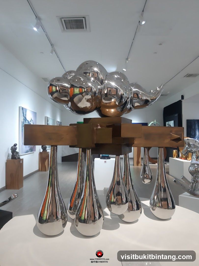 Sculpture of a cloud with teardrops