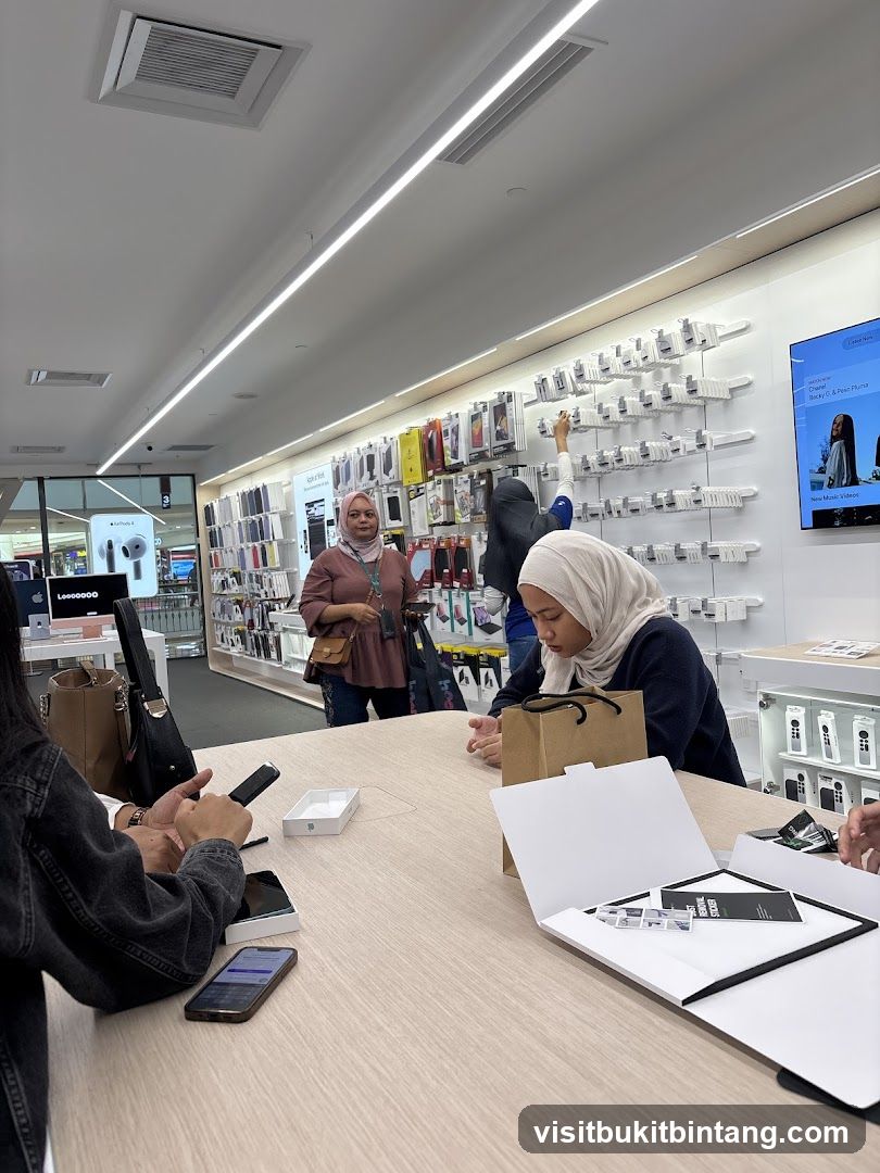 Customers browsing electronics in a store