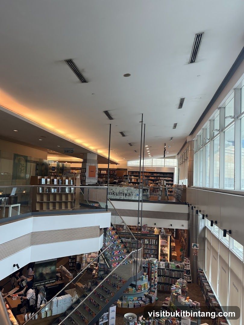 Multi-level bookstore interior