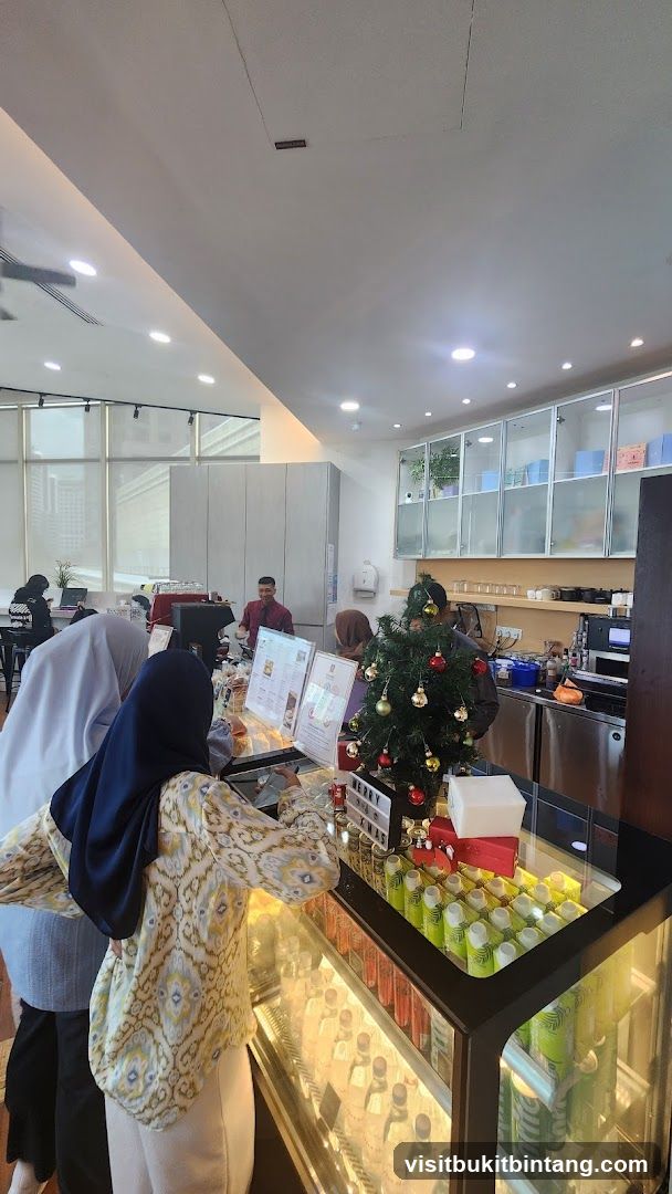 Cafe Interior with Christmas Decorations