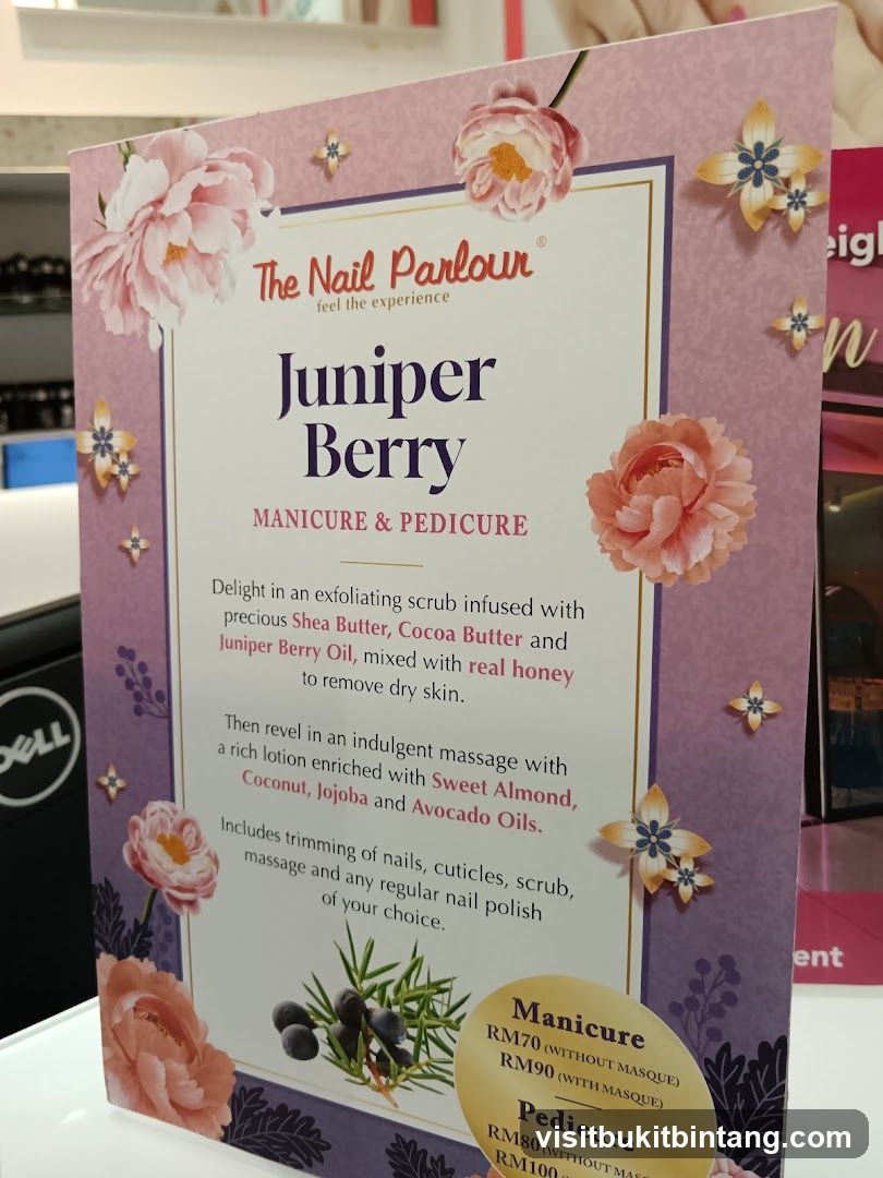 The Nail Parlour Juniper Berry Manicure & Pedicure Menu