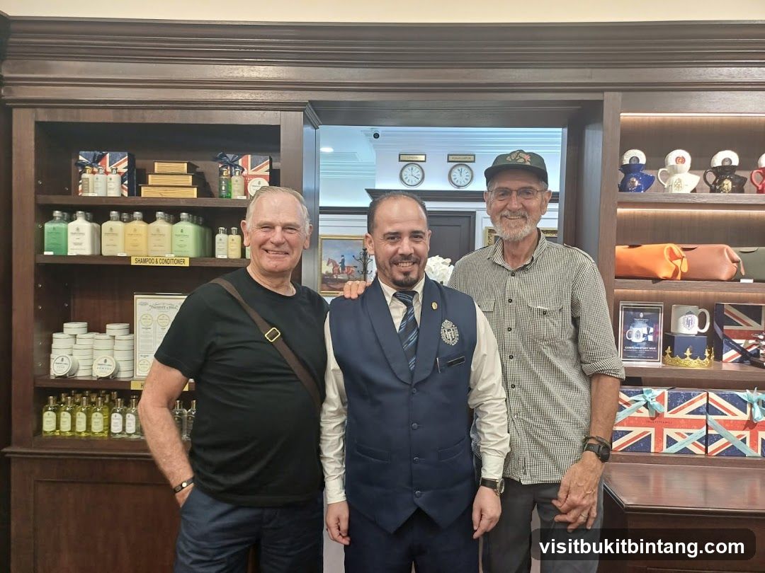 Three Men Posing in a Store
