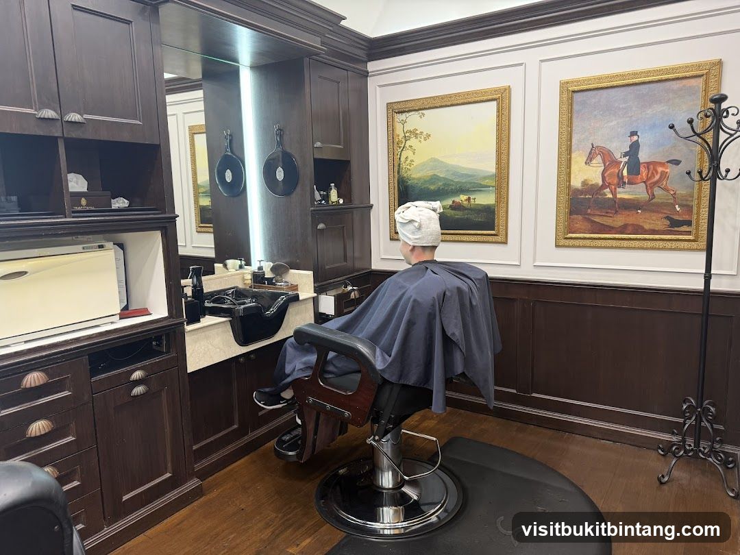 Barber chair with customer