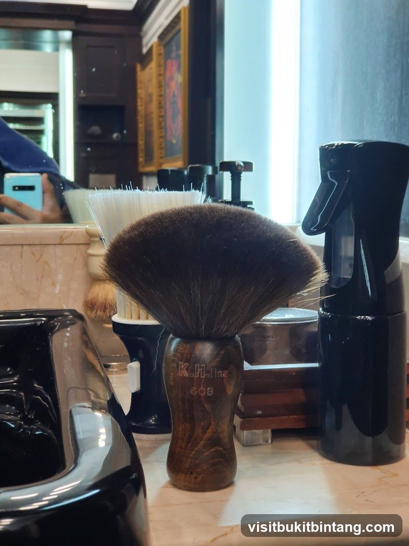 Shaving brush and spray bottle