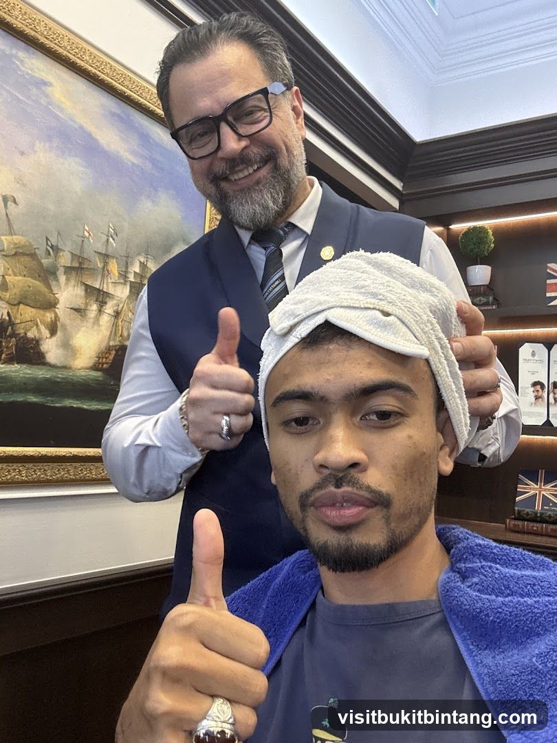 Barber and Client Giving Thumbs Up