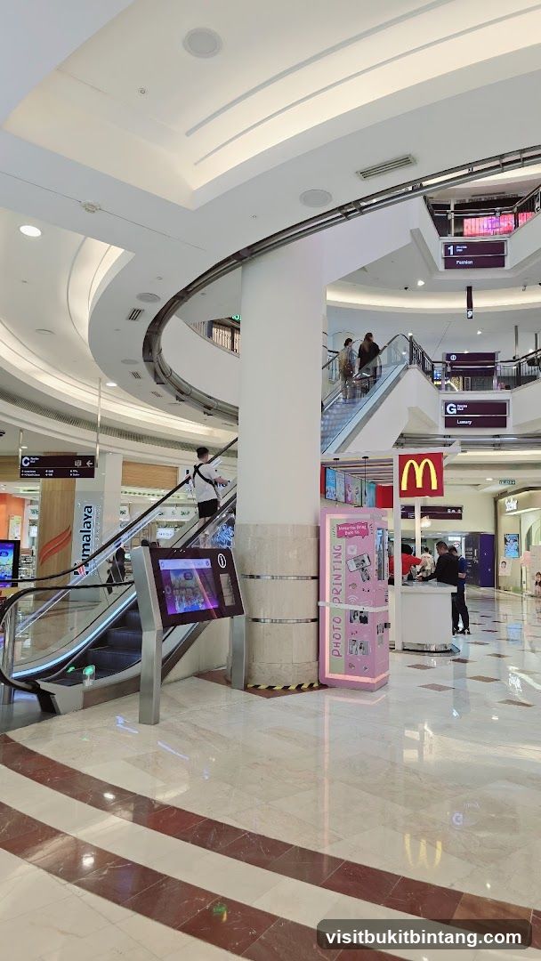 Mall Interior with Escalators and Photo Booth