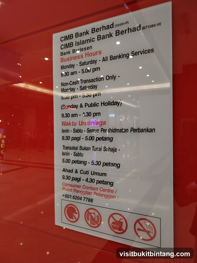 CIMB Bank Business Hours Sign