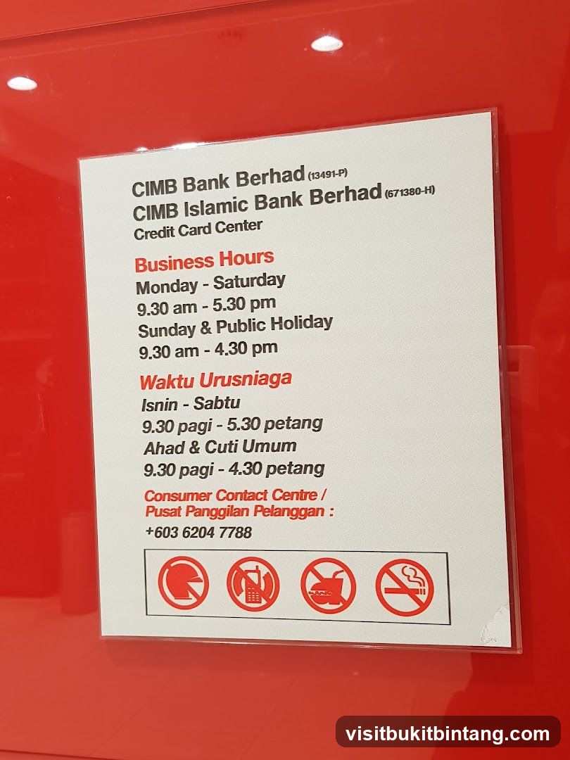 CIMB Bank Business Hours Sign