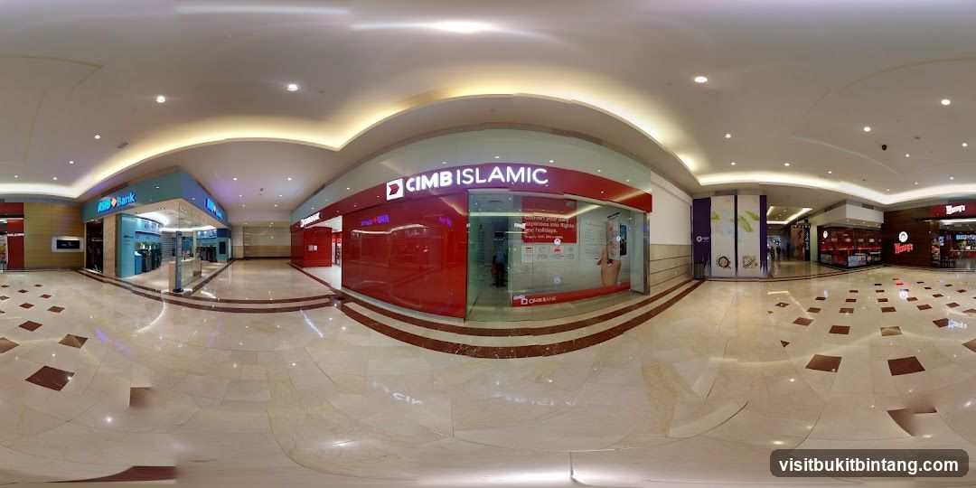Mall Interior with Banks and Fast Food Restaurant
