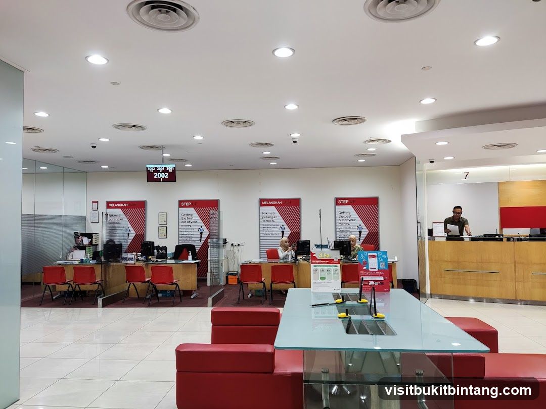 Bank Interior with Service Counters