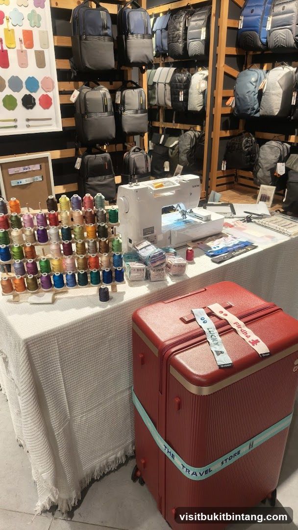 Display of Travel Accessories and Sewing Supplies