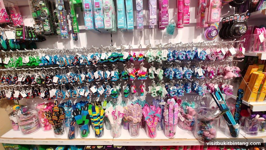 Assortment of colorful keychains and accessories