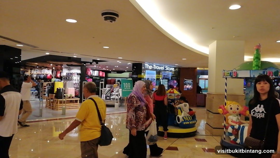 Mall Interior with Shops and People