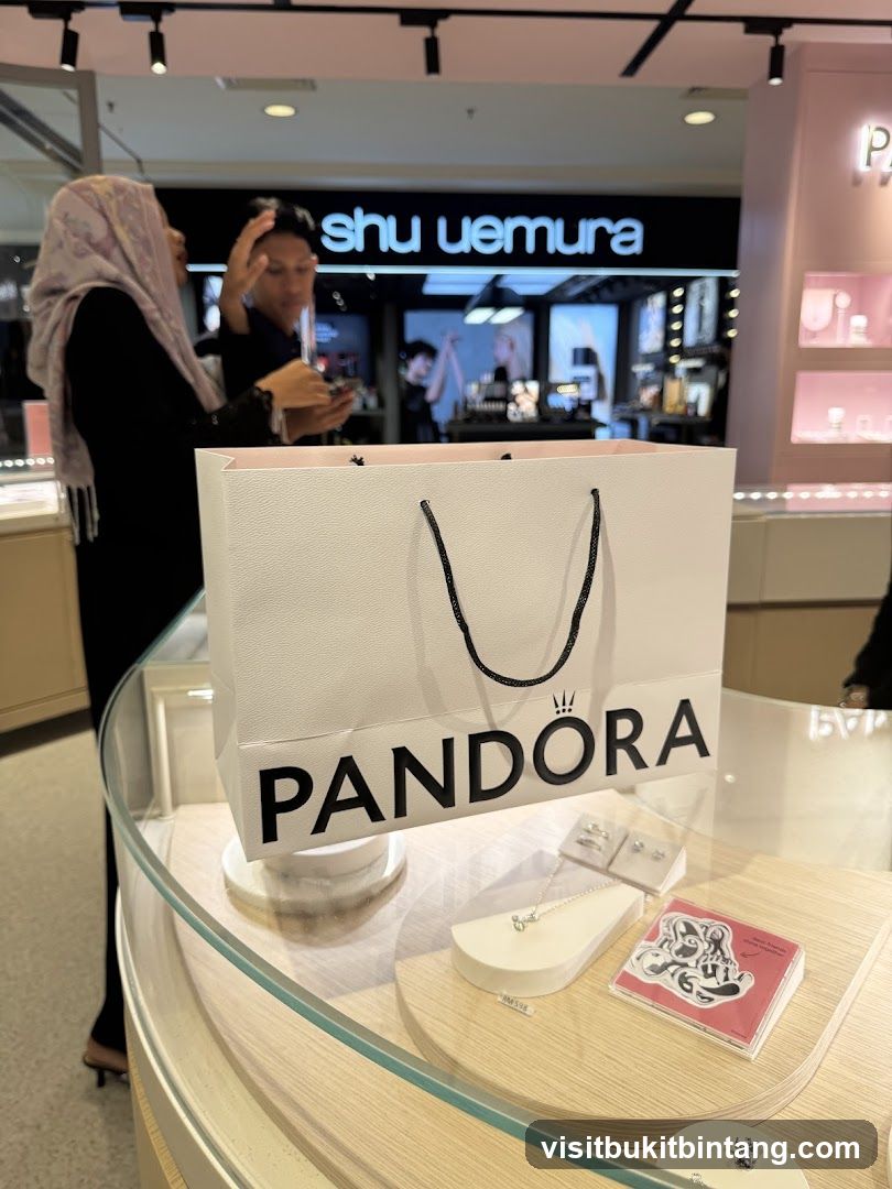 Pandora Shopping Bag and Jewelry Display