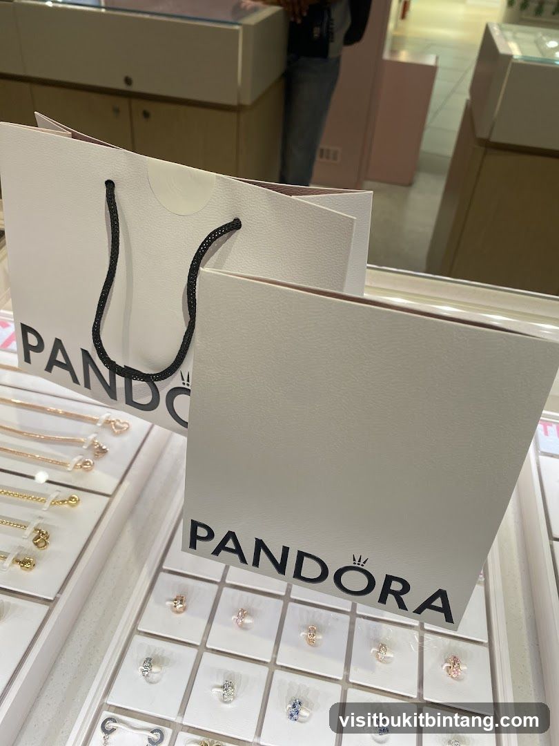 Pandora Shopping Bags and Jewelry Display
