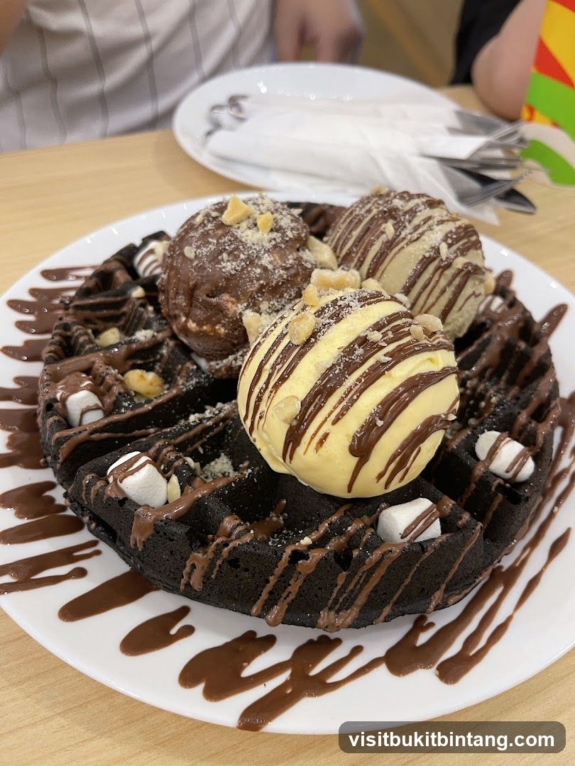 Chocolate Waffle with Ice Cream