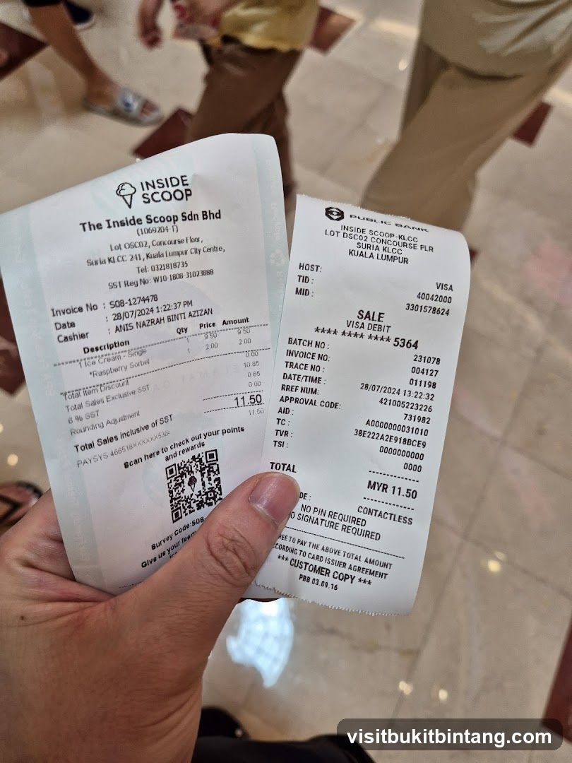 Receipts from Inside Scoop