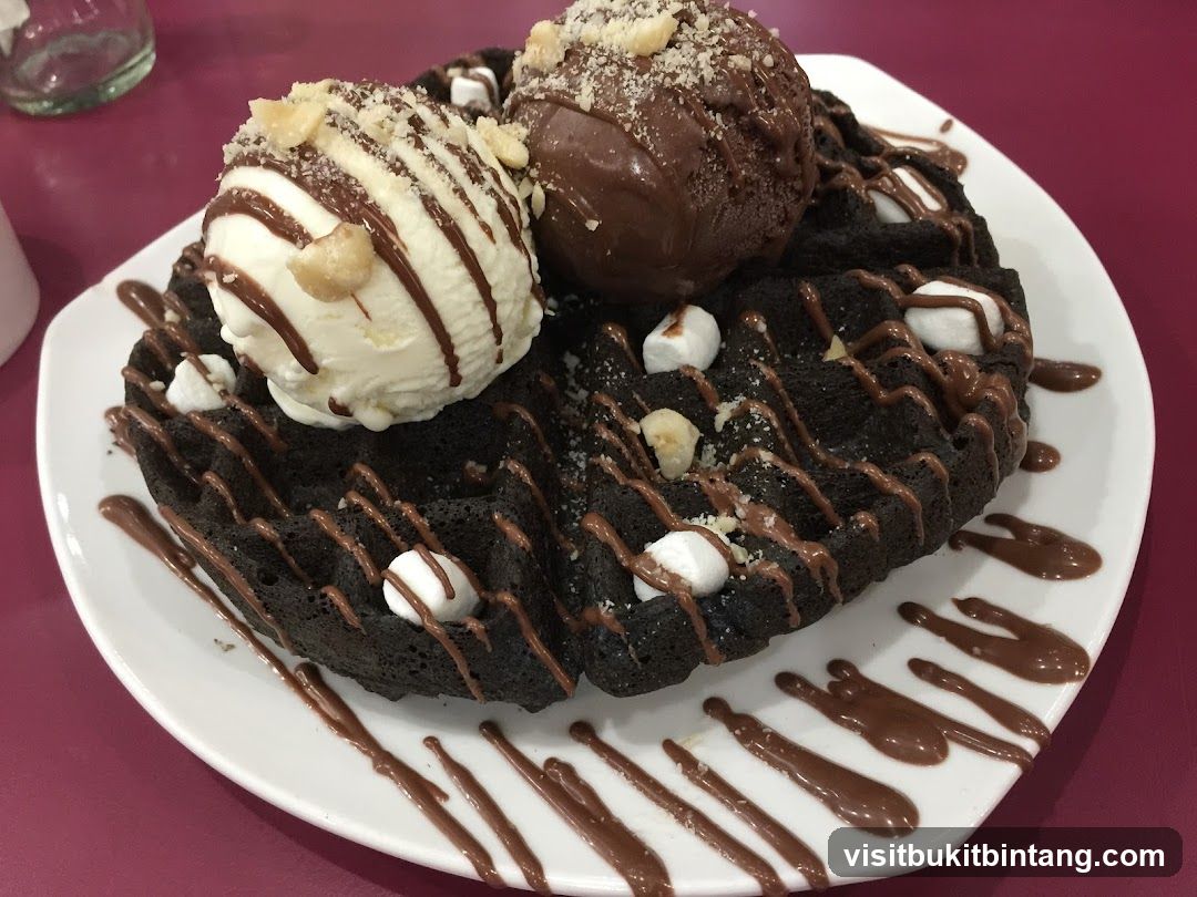 Chocolate Waffle with Ice Cream
