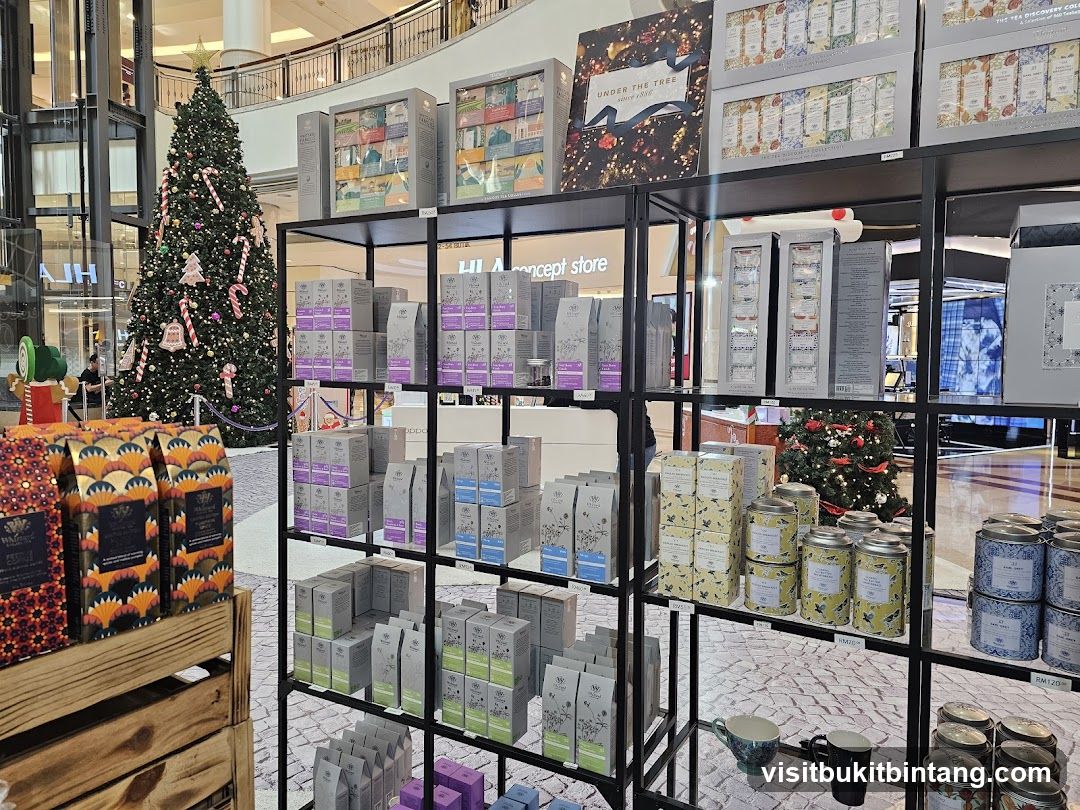 Tea Display with Christmas Tree