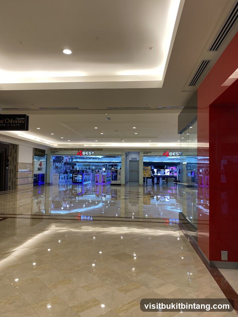 Mall Interior with Electronics Stores