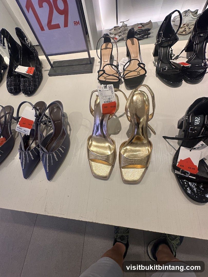Various high heels on display