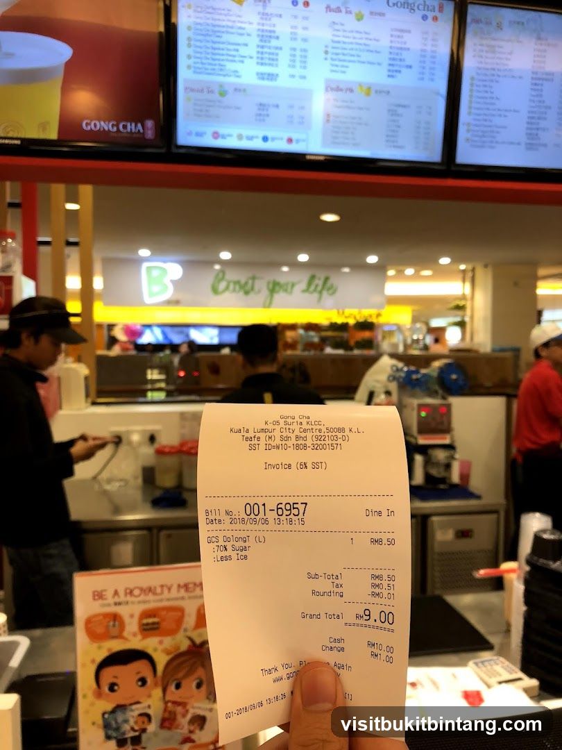 Gong Cha Receipt