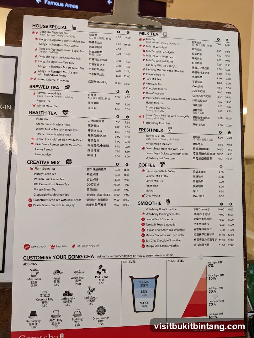 Gong Cha Menu