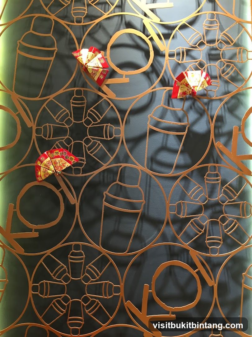 Decorative Screen with Cocktail Shakers and Umbrellas