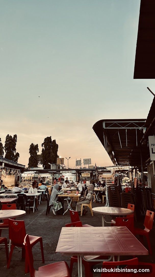 Outdoor Food Court with Tables and Chairs