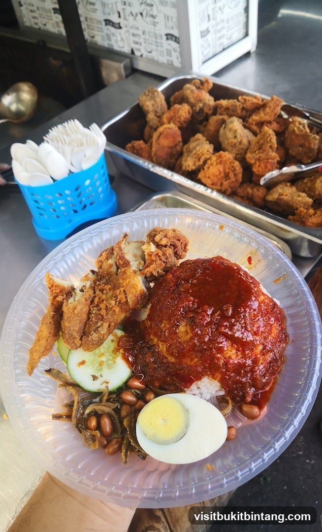 Nasi Lemak with Fried Chicken